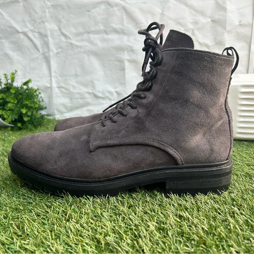 AllSaints Kyle suede lace up boots in charcoal grey $354 men size US 11 gently